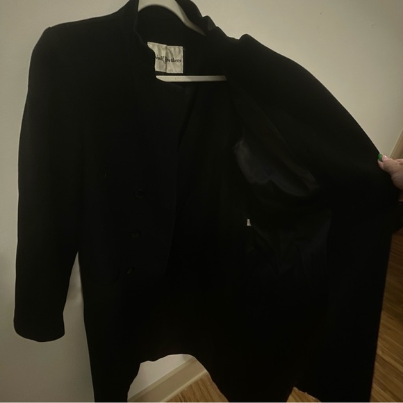 Vintage Woolf Brothers 100% cashmere coat made in USA approx sz XL black trench - Picture 5 of 8